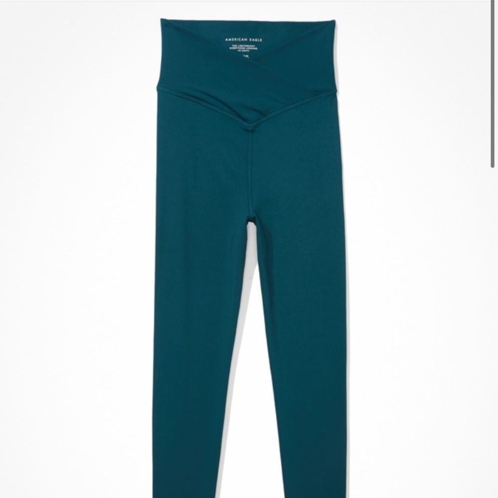 Aerie crossover lightweight everything 7/8 legging in teal